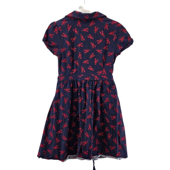Modcloth Mini Shirt Dress Womens Large Medium Lobsters Navy Blue Red Coastal - Picture 5 of 9